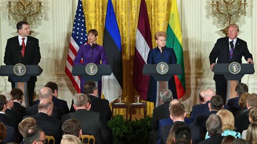 US President Donald Trump meets the leaders of three Baltic states on  Tuesday. (AP).