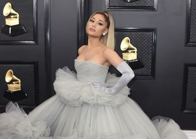 Ariana Grande arrives at the 62nd annual Grammy Awards at the Staples Center on Sunday, Jan. 26, 2020, in Los Angeles