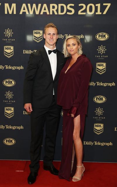 Daly Cheery-Evans of the Manly Warringah Sea Eagles with partner Vessa Rokliff&nbsp;