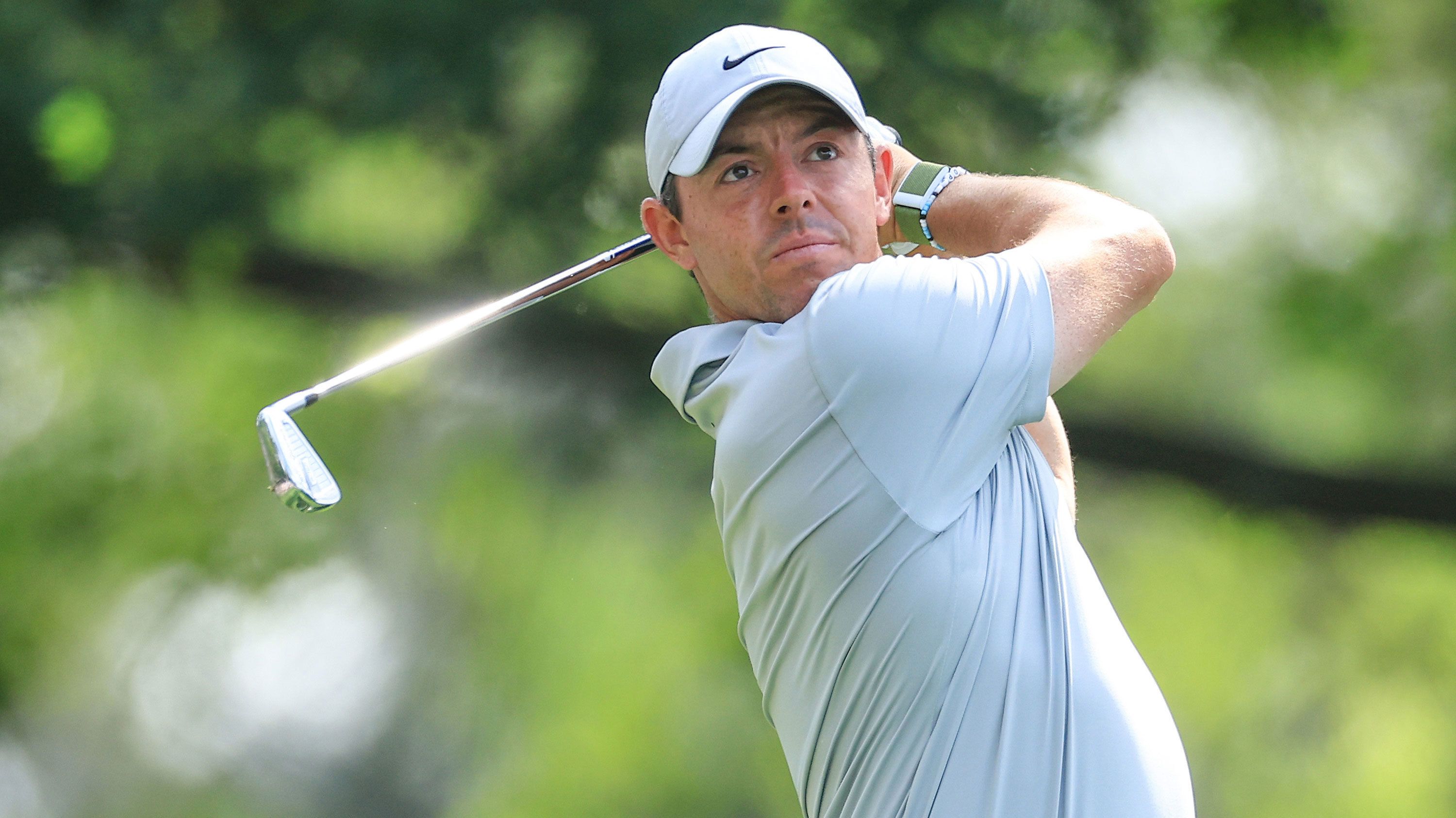 Rory McIlroy of Northern Ireland plays his tee shot on the fourth hole during the second round of the 2023 Masters at Augusta National Golf Club. 