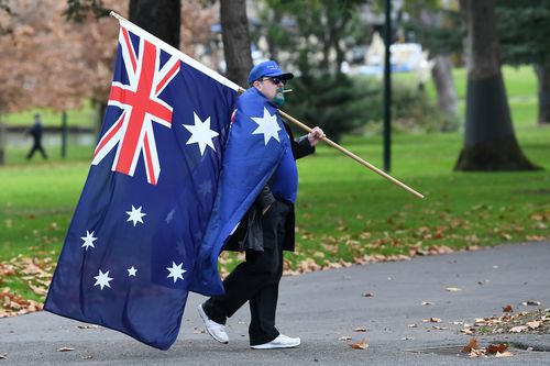 Far-right and anti-fascist groups faced off in Melbourne's CBD today. (AAP)