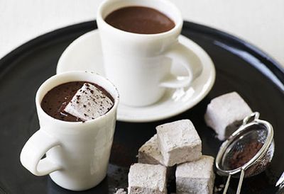 Heart-stopping hot chocolate with chocolate marshmallows