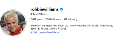 Robbie Williams new profile picture