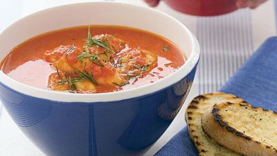 Proven&ccedil;al-style fish soup with garlic toast