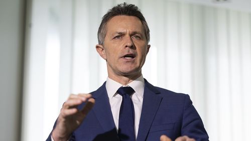 Minister for Education Jason Clare during a press conference after a Teacher Workforce roundtable, at Parliament House in Canberra on Friday 12 August 2022. fedpol Photo: Alex Ellinghausen