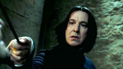 In the Harry Potter series Rickman played wizard Severus Snape, a teacher at Hogwarts.