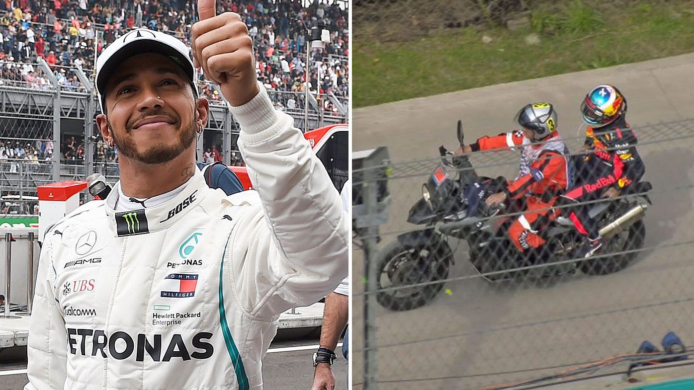 Lewis Hamilton has claimed his fifth world title, while Daniel Ricciardo failed to finish in Mexico.