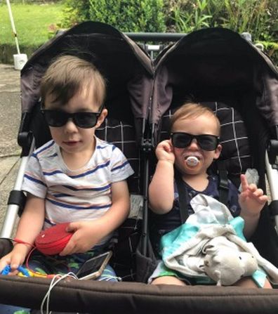 Heidi Krause's sons hanging in the pram