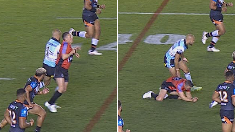 Sharks star faces ban for colliding with referee | Nine.com.au
