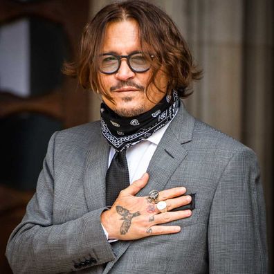 Johnny Depp arrives at the Royal Courts of Justice, Strand on July 13, 2020 in London, England.