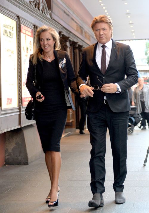 Richard Wilkins (right) and Virginia Burmeister arrive for the memorial. Picture: AAP