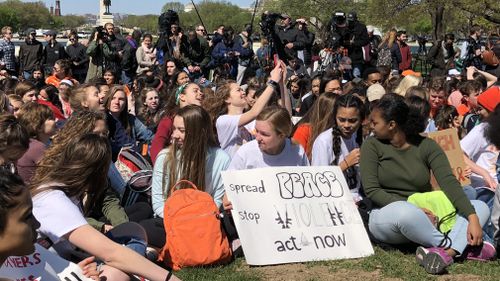 Thousands of students protested at the US Capitol in Washington in April this year, calling for stricter gun laws. (CrowdSpark)