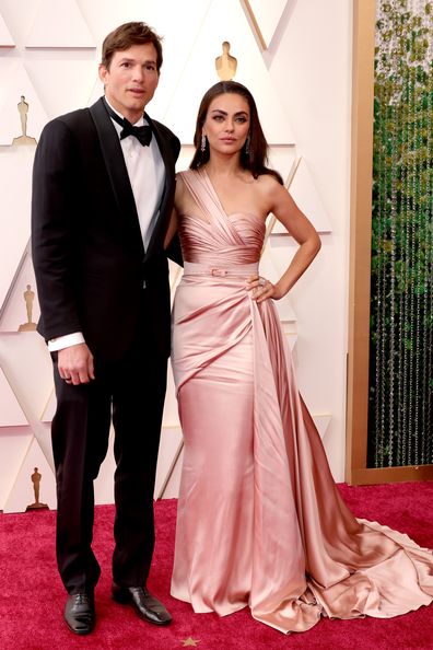 Ashton Kutcher and Mila Kunis attend the 94th Annual Academy Awards at Hollywood and Highland on March 27, 2022 in Hollywood, California. (Photo by Momodu Mansaray/Getty Images)