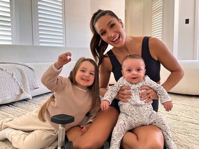 Kayla Itsines with daughter Arna and son Jax.