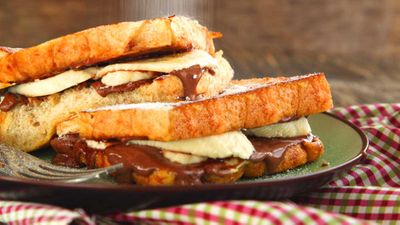 Recipe: <a href="https://kitchen.nine.com.au/2017/11/07/09/35/toasted-banana-nutella-sandwich" target="_top">Toasted banana Nutella sandwich</a>