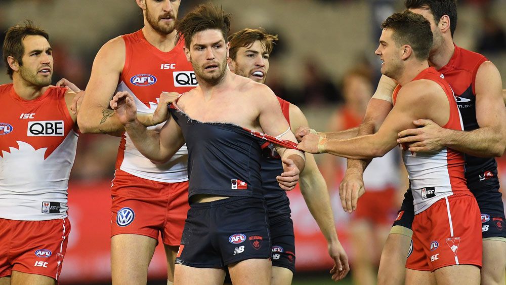 Melbourne Demons player Tomas Bugg on Friday night. (AAP)