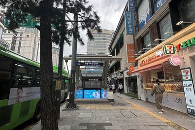 대한민국 서울 거리에 있는 많은 지하 통로 입구 중 하나입니다.