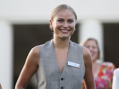 2021 Australian of the Year Grace Tame during the 2022 Australian of the Year awards reception at Government House in Canberra on Monday 24 January 2022. fedpol Photo: Alex Ellinghausen