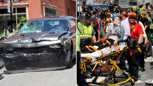 The car ploughed into pedestrians at the Virginia rally. (AAP)