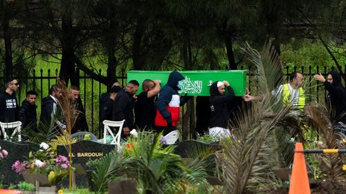 Mourners attended Omar Zahed's funeral at Rookwood Cemetery.