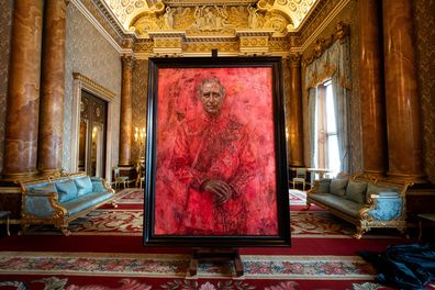 The unveiling of artist Jonathan Yeo's portrait of the King, in the blue drawing room at Buckingham Palace, London. 