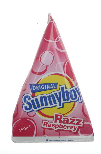 Sunnyboy ice block 'Razz Raspberry' flavour.