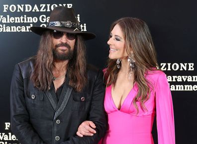 ROME, ITALY - MAY 24: Billy Ray Cyrus and Elizabeth Hurley attend the "Orizzonti | Rosso" Exhibition Opening Dinner at Palazzo Barberini on May 24, 2025 in Rome, Italy. (Photo by Elisabetta A. Villa/Getty Images)