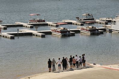 Naya Rivera, cast members from Glee, gather, Lake Piru, July 13