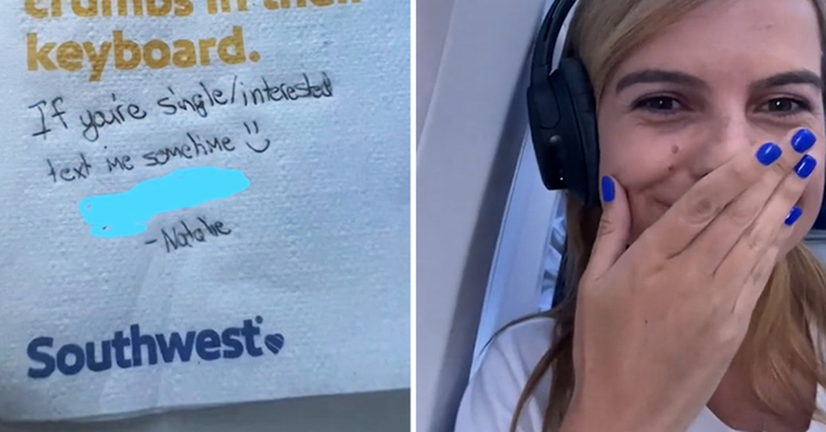 Traveller writes flirty napkin note to cute passenger on plane in viral TikTok