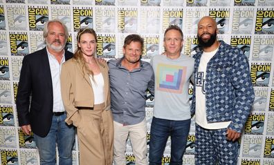 (L-R): Executive producer Graham Yost, Rebecca Ferguson, Steve Zahn, author Hugh Howey and Common attend the Apple TV+ Silo Panel at San Diego Comic-Con 2024 on July 27, 2024 in San Diego, California. Silo season two premieres globally on Friday, November 15, 2024 on Apple TV+ 