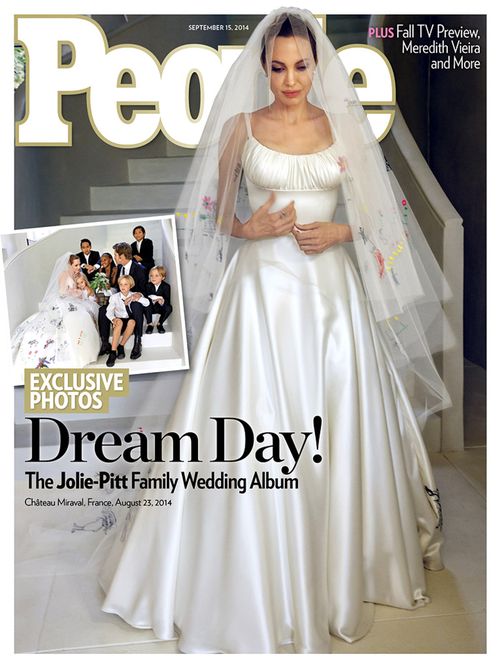 Angelina Jolie wore wedding dress decorated with her children’s artwork