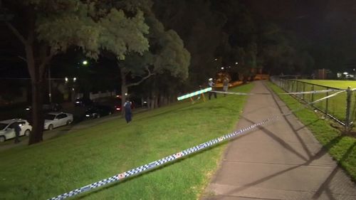Bullets were fired metres from adults and children who were playing touch football at nearby Roberts Park. (9NEWS)