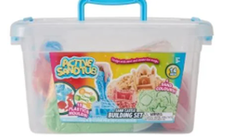 Kmart has issued a recall for the ﻿14-piece Sand Castle Building Set and tubs of magic sand which come in blue, green and pink.