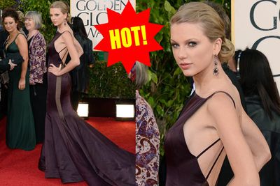 Wow! Taylor gets all creepy Spider-woman with this interesting flowing frock.