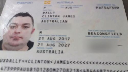 Police in Kuta have supplied this picture of Mr Dally's passport found in the hotel room. (Supplied)