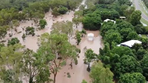 The town of Bluewater is underwater, with about 60 homes affected. (9News)