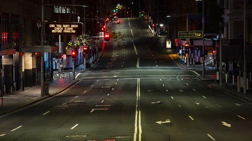 Night scenes of Sydney CBD during the lockdown.