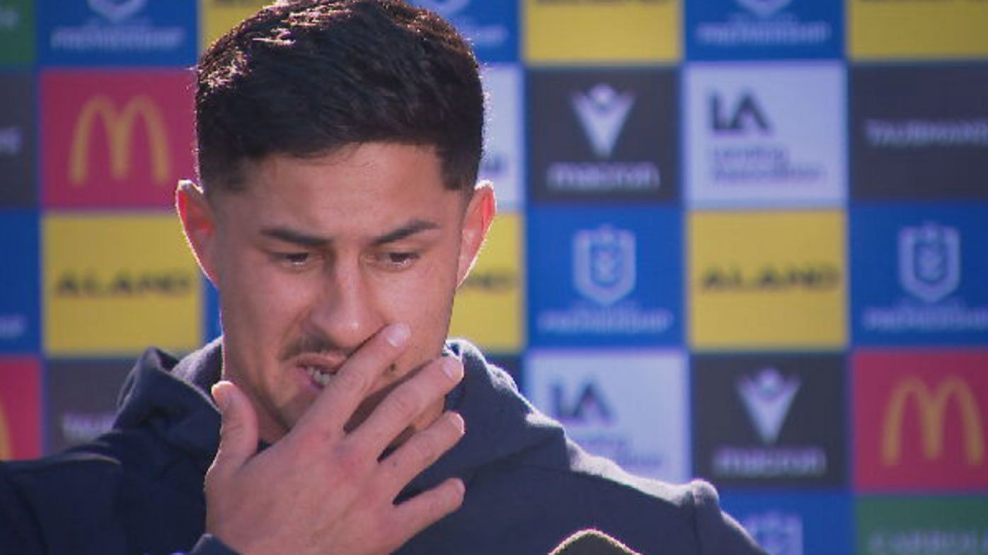 Eels star Dylan Brown was overcome with emotion at a press conference on Tuesday