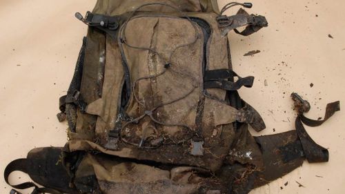 A backpack that was found alongside unidentified bones in Tasmania's Huon Valley. (AAP)