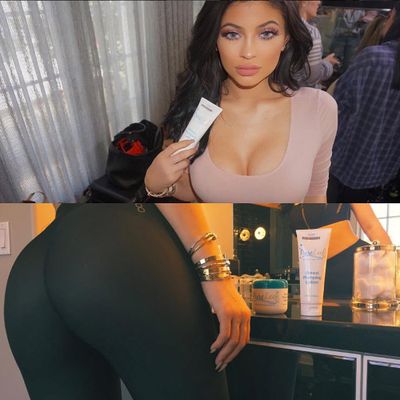 <p>Kylie Jenner plugs butt enhancement-cream and breast-plumping lotion. Enough said.</p>