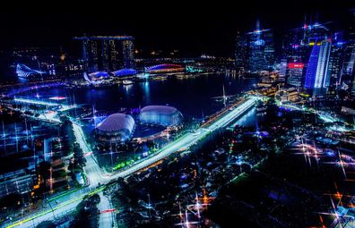 Singapore Grand Prix aerial city view at night