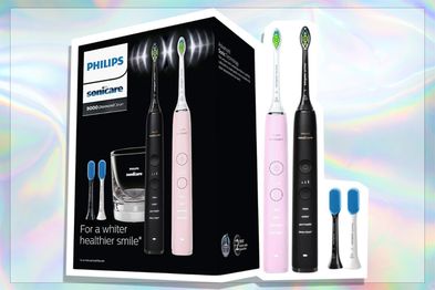 9PR: Philips Sonicare DiamondClean 9000 Black and Pink Dual Electric Toothbrush Bundle Pack