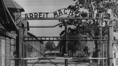 The entrance to the infamous Auschwitz prison camp. (AAP)