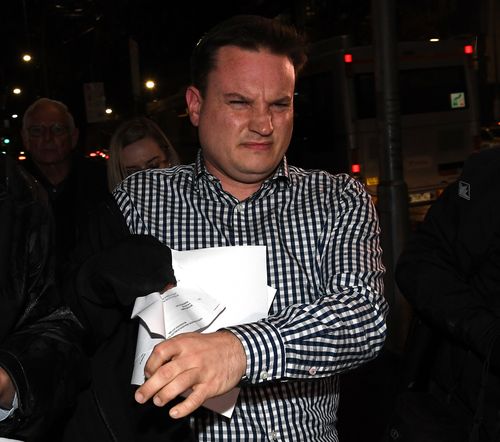 Maths teacher Richard Grabski leaves the Magistrates Court yesterday. Picture: AAP