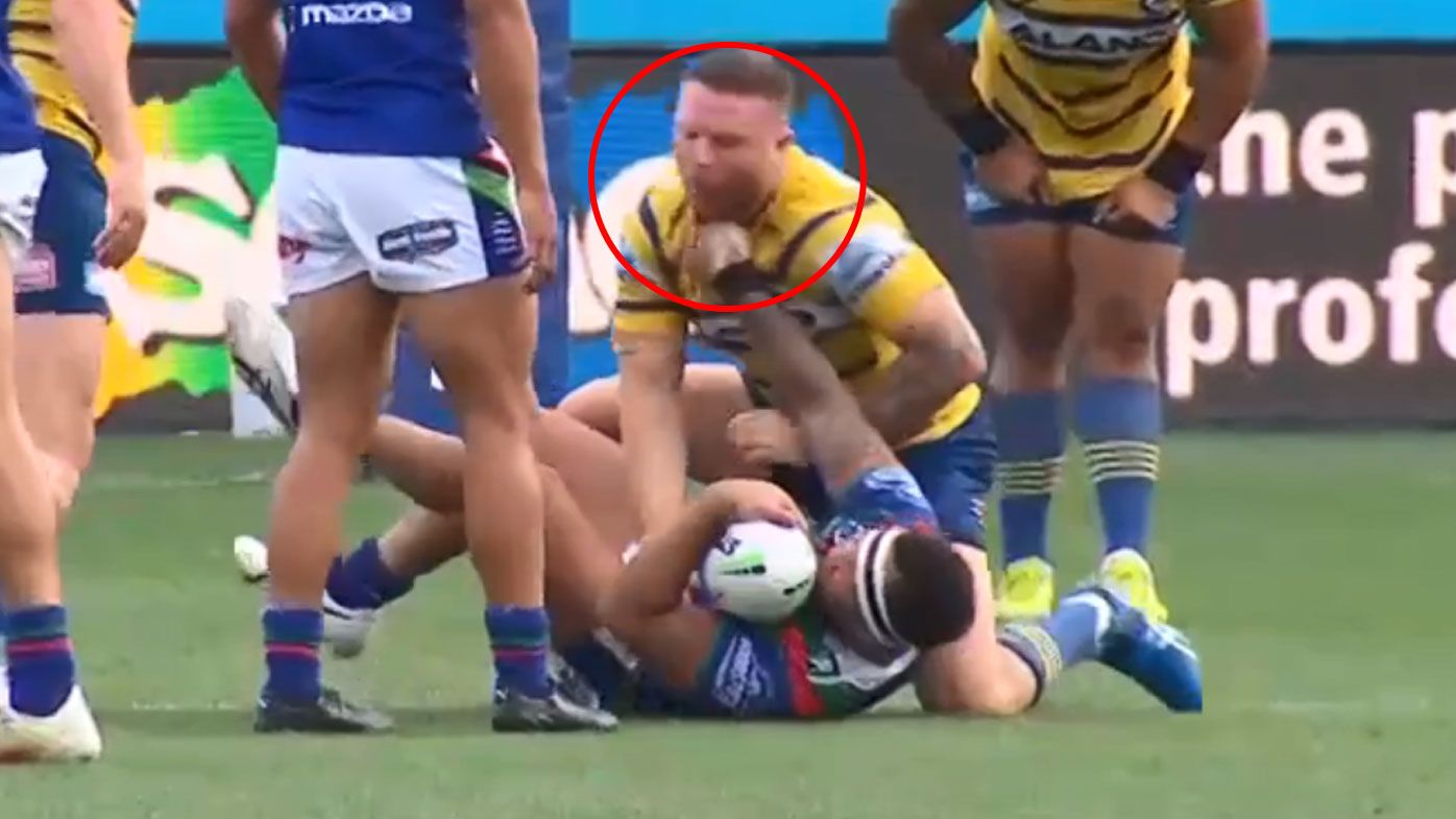Warriors star Jazz Tevaga controversially sin-binned for 'punch' on Eels' Nathan Brown