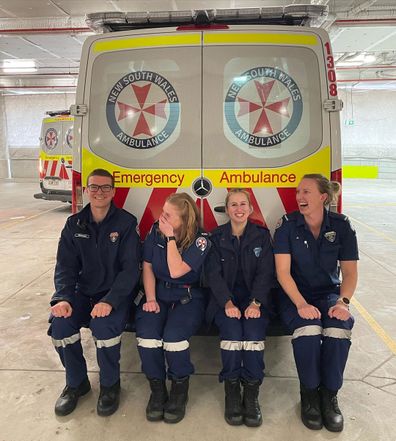 Jo Bridgen-Jones poses with other NSW Ambulance paramedics.