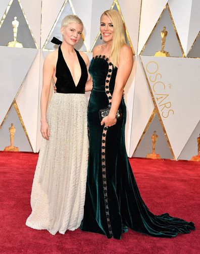 Michelle Williams and Busy Philipps arrive at the 89th Annual Academy Awards at Hollywood & Highland Center on February 26, 2017 in Hollywood, California.