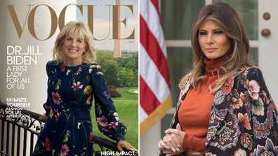 Jill Biden on Vogue magazine; Melania Trump at the White House