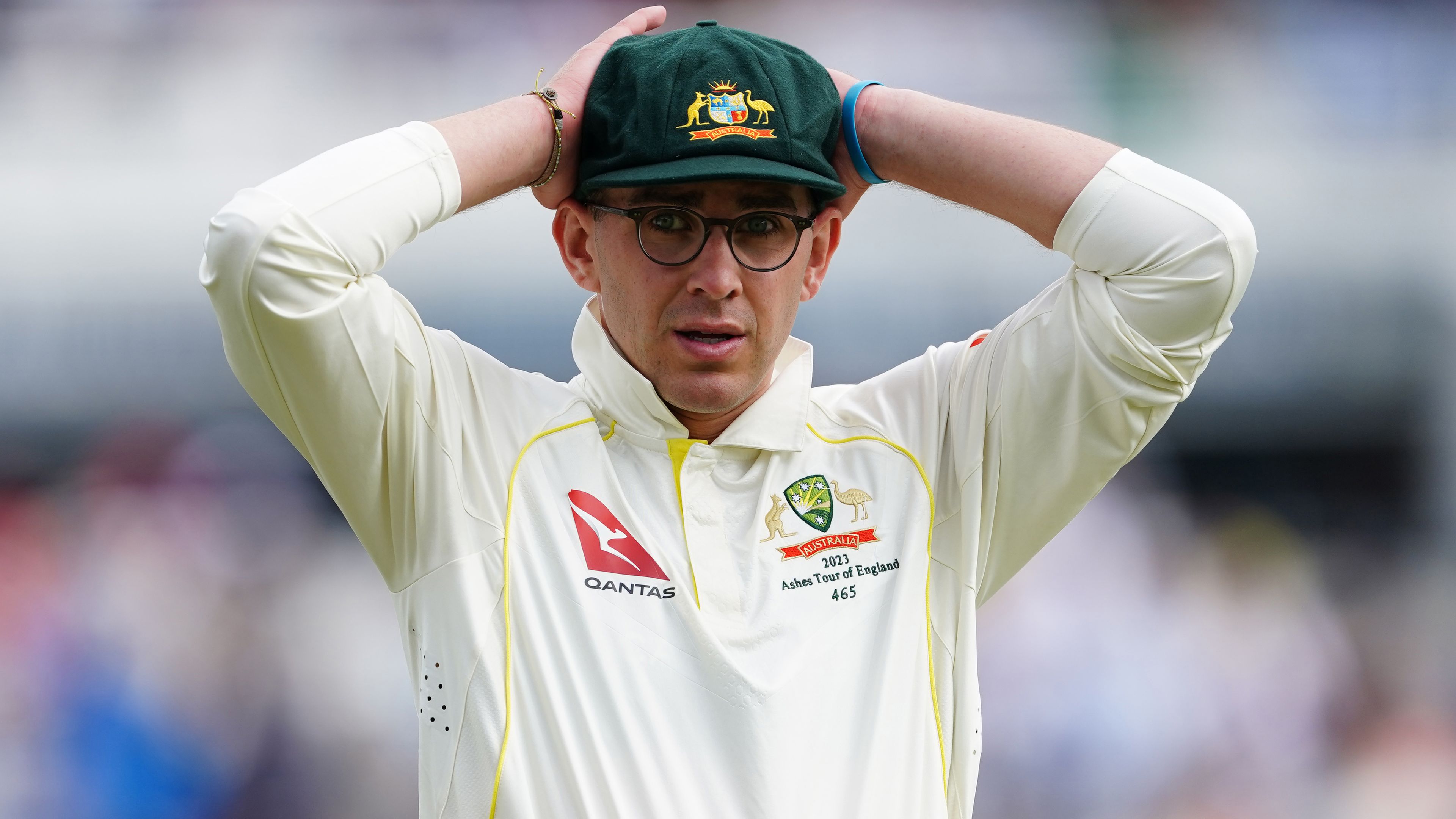Australia&#x27;s Todd Murphy looks on during day one of the third Ashes test match at Headingley, Leeds. Picture date: Thursday July 6, 2023. (Photo by Mike Egerton/PA Images via Getty Images)
