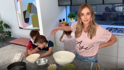 Bec Judd bakes with her children